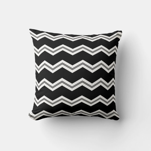 black white chevron pattern cushion (Front)