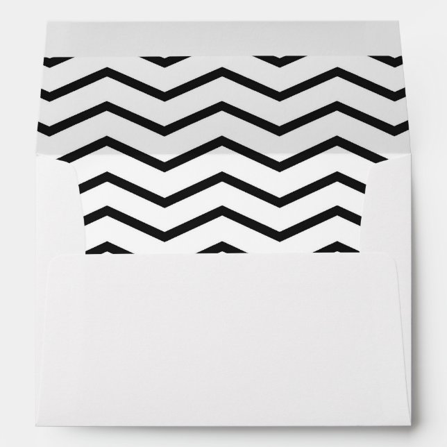 Black White Chevron Pattern Lined Envelope (Back (Bottom))