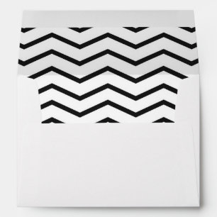 Black White Chevron Pattern Lined Envelope