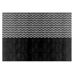 Black White Chevron Pattern Striped Texture Cutting Board