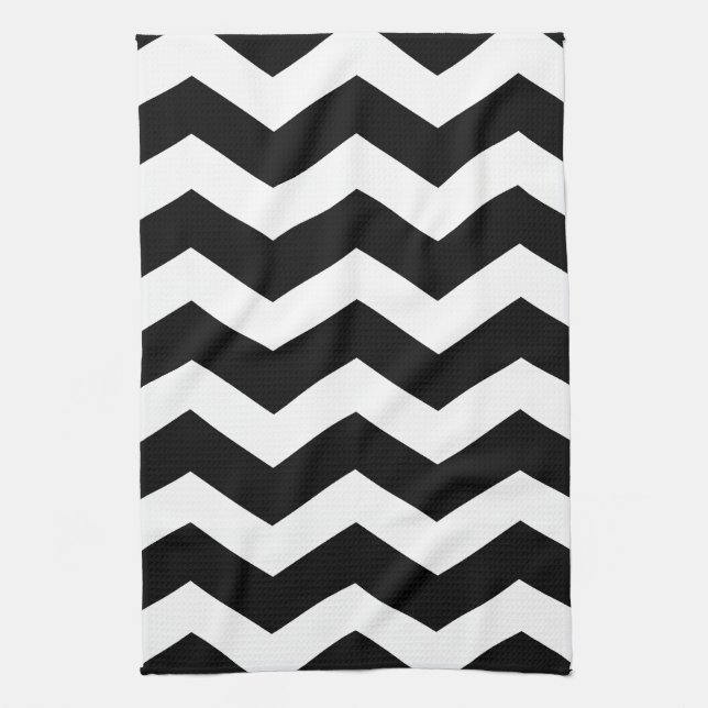 Black & White Chevron Pattern Tea Towel (Vertical)
