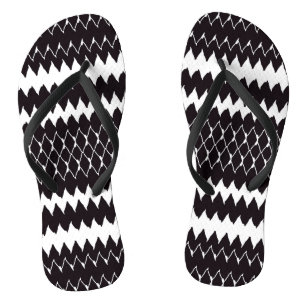 Black White Chevron Pattern Thongs