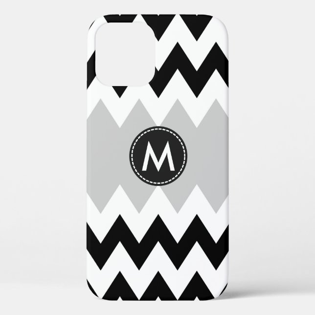 Black White Chevron Stripes Pattern Case-Mate iPhone Case (Back)