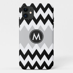 Black White Chevron Stripes Pattern iPhone 11 Case