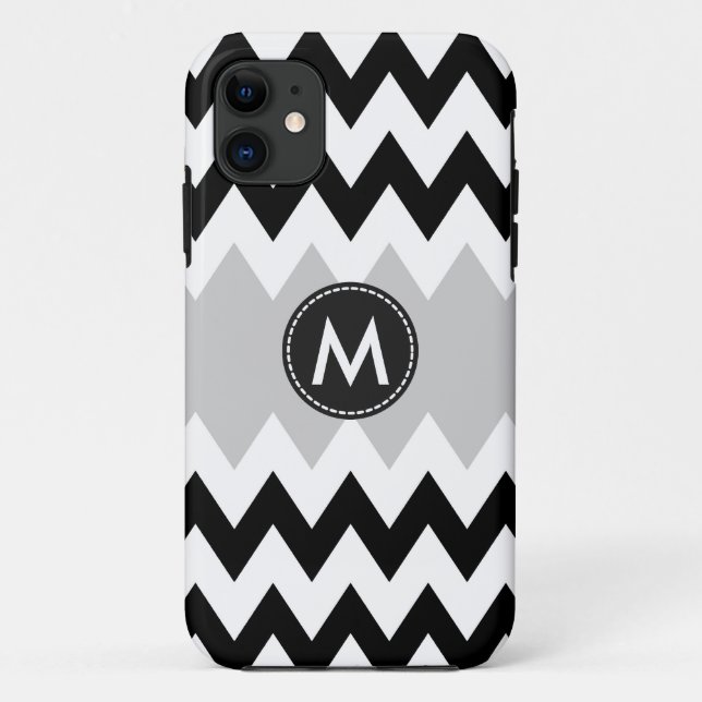 Black White Chevron Stripes Pattern Case-Mate iPhone Case (Back)
