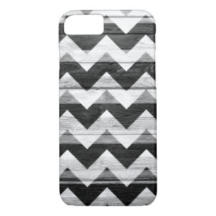 Black White Chevron Vintage Wood iPhone 8/7 Case
