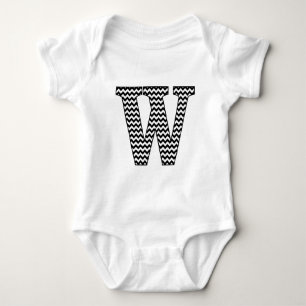 Black & White Chevron W Baby Jersey Bodysuit