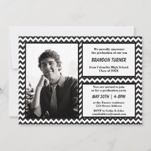 Black/White Chevron w/ Photo - Grad Announcement