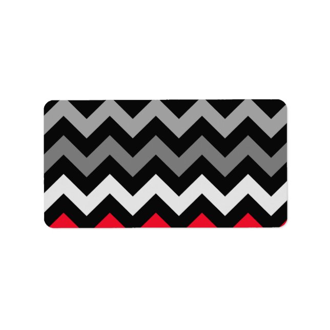 Black & White Chevron with Red Stripe Label (Front)