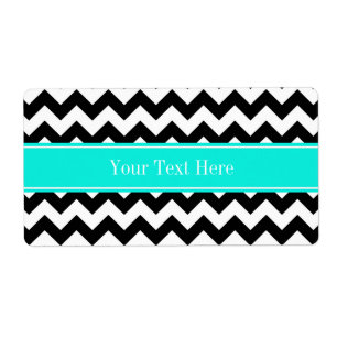 Black White Chevron Zig Zag Brt Aqua Name Monogram