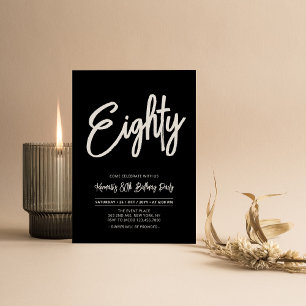 Black & White   Chic Eighty 80th Birthday Party Invitation