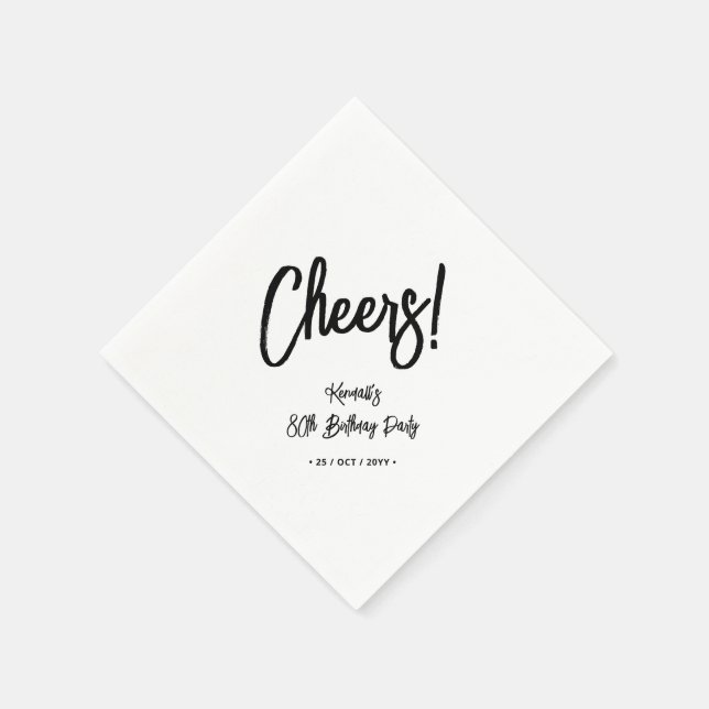 Black & White | Chic Eighty 80th Birthday Party Napkin (Corner)