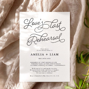 Black white chic Love last rehearsal dinner Invitation