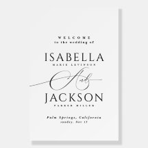 Black & White Chic Simple Wedding Welcome Sign