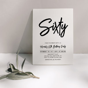 Black & White Chic Sixty 60th Birthday Party Invitation