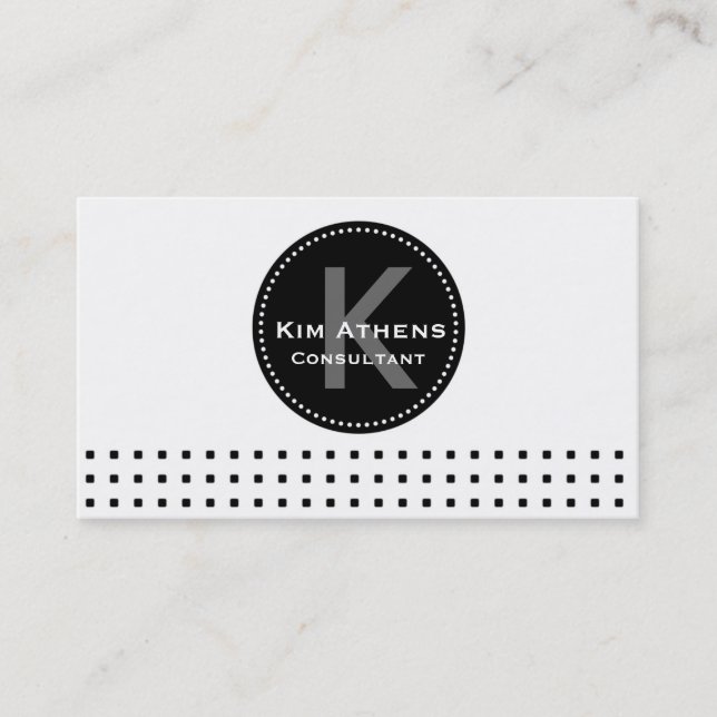 Black White Chic Squares Geometric Business Card (Front)