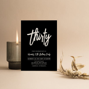 Black & White   Chic Thirty 30th Birthday Party In Invitation