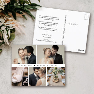 Black White Chic Wedding Photo Collage Trendy Postcard