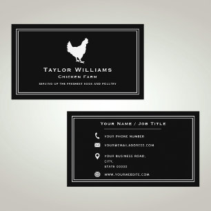 Black White Chicken Farm Animal Egg Farmer Poultry Business Card
