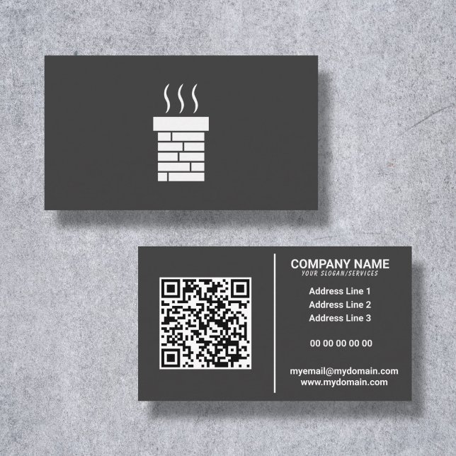 Black White Chimney Sweep Service Business Card (Chimney Sweep Service Business Card)