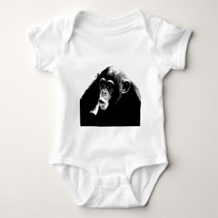 Black White Chimpanzee Baby Bodysuit