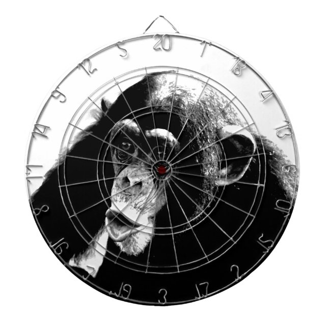 Black White Chimpanzee Dartboard (Front)