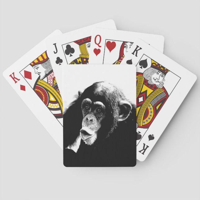 Black White Chimpanzee Playing Cards (Back)