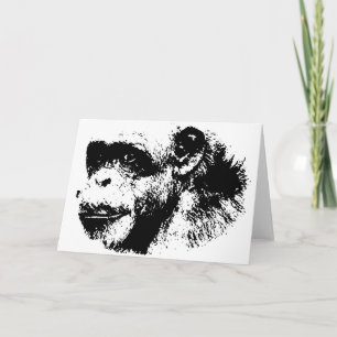 Black & White Chimpanzee Pop Art Card