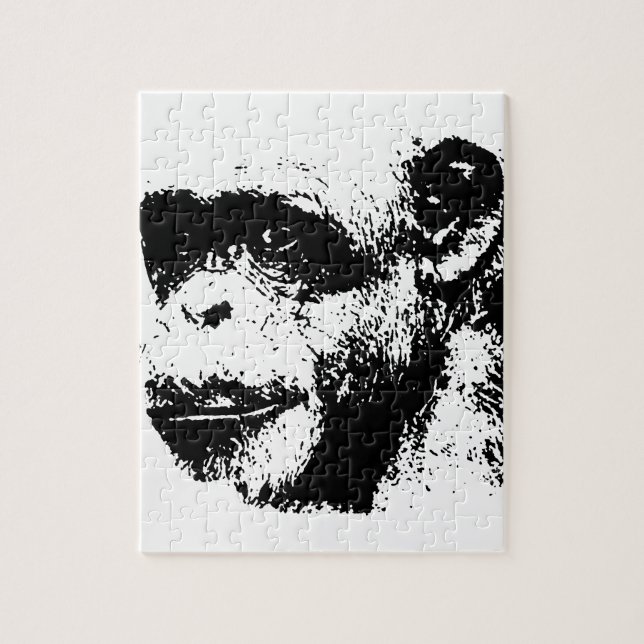 Black & White Chimpanzee Pop Art Jigsaw Puzzle (Vertical)