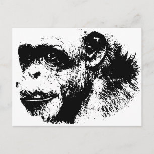 Black & White Chimpanzee Pop Art Postcard