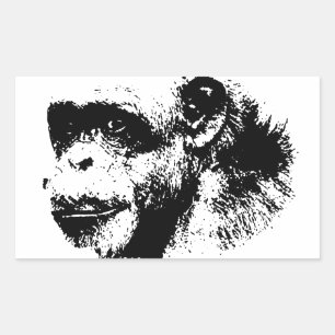 Black & White Chimpanzee Pop Art Rectangular Sticker