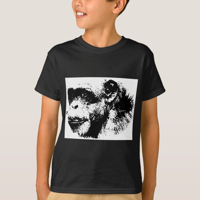 Black & White Chimpanzee Pop Art T-Shirt (Front)