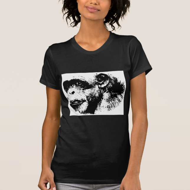 Black & White Chimpanzee Pop Art T-Shirt (Front)
