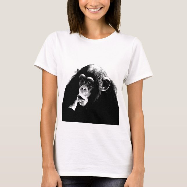 Black White Chimpanzee T-Shirt (Front)