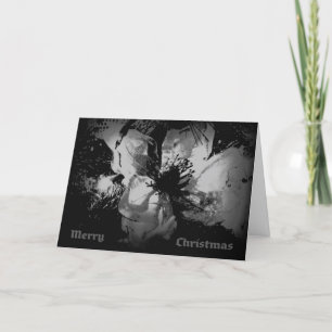 Black & White Christmas card with flower decoratio