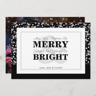 Black & White Christmas Greenery Photo Card