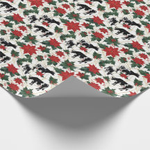 Black & White Christmas Holstein Dairy Cows Floral