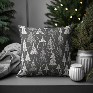 Black White Christmas Pattern#6 ID1009 Cushion