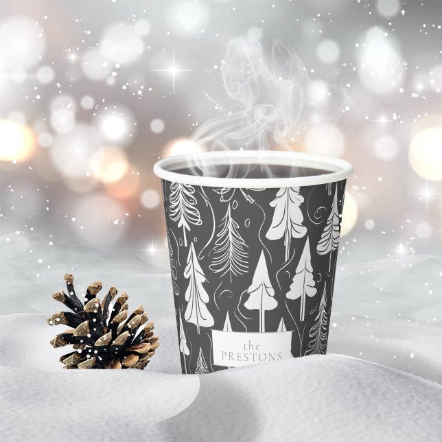 Black White Christmas Pattern#6 ID1009 Paper Cups (Creator Uploaded)
