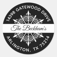 Black White Christmas Snowflake Return Address