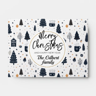 Black White Christmas Tree Cash Money Gift Envelope