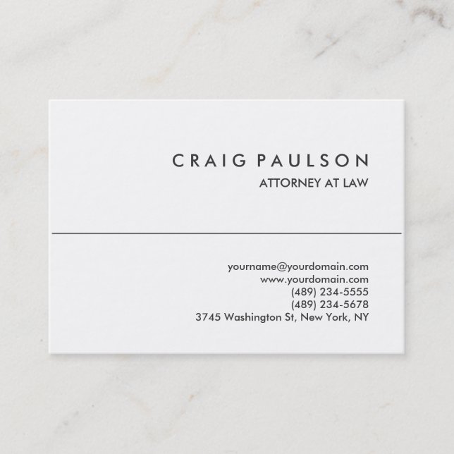 Black White Chubby Attorney Business Card (Front)
