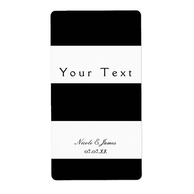 Black & White Chunky Stripes Chic Wine Label (Front)