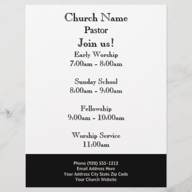 Black White Church Flyer, Join Us Services Flyer (Front)