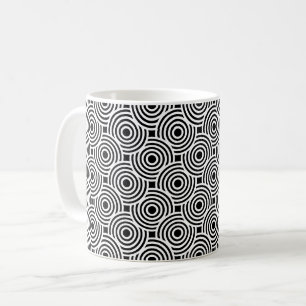 Black White Circle Discs Ripple Op-Art Pattern Coffee Mug