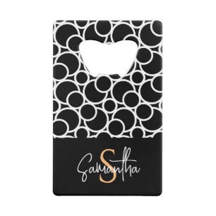 Black & White Circle Pattern with Monogram