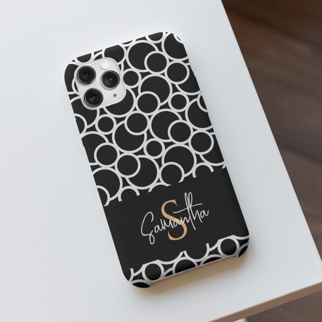 Black & White Circle Pattern with Monogram (Creator Uploaded)