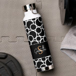 Black & White Circle Pattern with Monogram Water Bottle<br><div class="desc">An elegant black and white circle pattern for everyday. Add your name and initial.
Designed for you by sweetandpretty.</div>