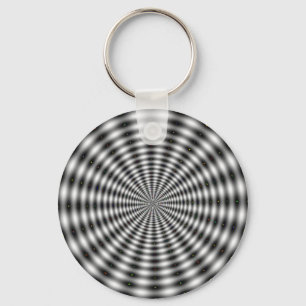 Black & White Circle Striped Optical Illusion Key Ring