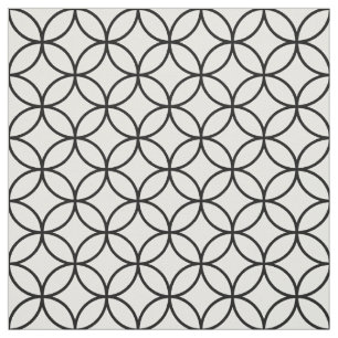 Black White Circles and Diamonds Pattern Fabric